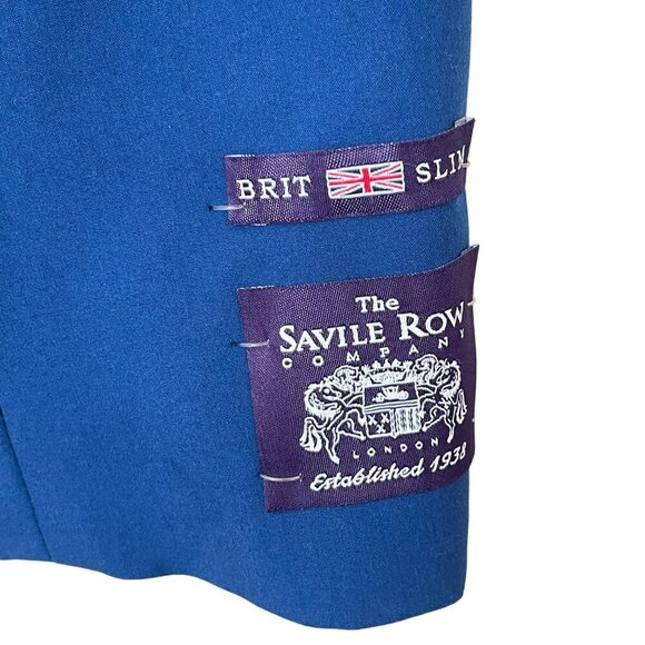 Savile Row Mens Slim Fit 2 Button Sport Coat Jacket Blazer Blue Size 38 S - Picture 3 of 7